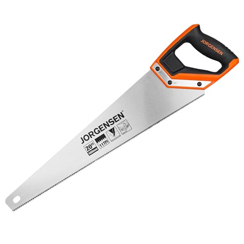 JORGENSEN 20 Inch Pro Hand Saw, 11 TPI Fine-Cut Ergonomic Non-Slip Aluminum Ultrasonic Welding Handle for Sawing, Trimming, Gardening, Woodworking, Drywall, Plastic Pipes | Non-slip ergonomic grip, ultrasonic welded structure, woodworking, trimming, drywa