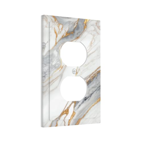 White Gray Gold Marble Outlet Covers Decorative Wall Plate - color: Outlet Covers