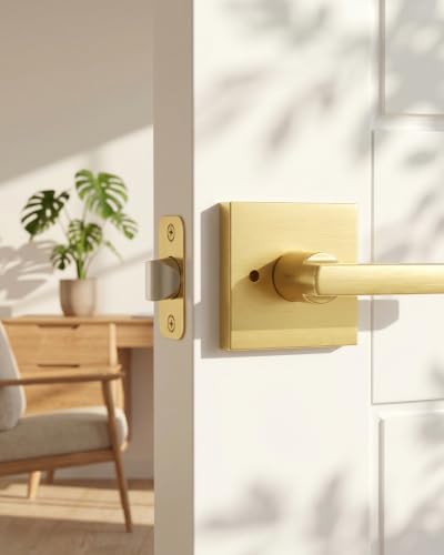 Goldenwarm Brushed Gold Door Handles Interior, Privacy Door Handle 6 Pack - color: Brushed Gold
