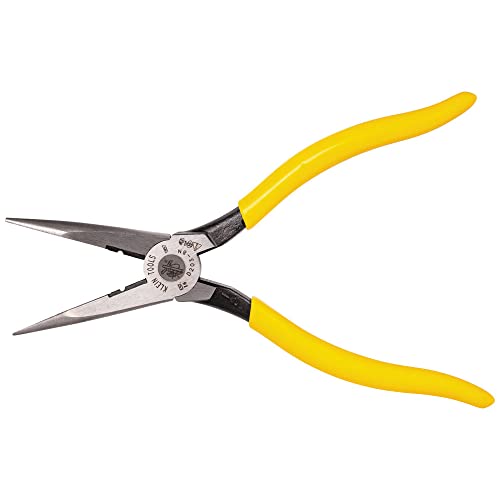 Klein Tools D203-8N Needle Nose Pliers and Wire Stripper, Long Nose Side Cutters with Wire Striping Hole, Heavy Duty Alligator Pliers, 8-Inch - style: Side Cutting/Wire Stripping