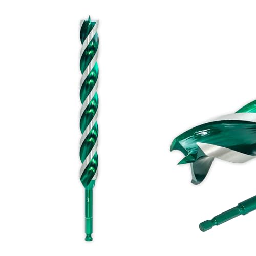 1" x 9" Auger Drill Bit for Wood, Hex Shank Tri-Flute Drill Bits, Ship Auger Long Drill Bit for Soft and Hard Wood, Plastic, Drywall, Tree Stump and Composite Materials - size: 1 Inch, style: Length: 9"