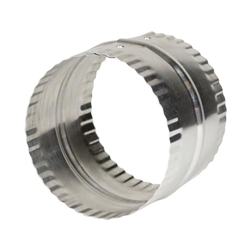 Deflecto 4” Duct Connector, Aluminum with Bead and Crimp, Silver, 3” long (DAC4C) - size: 4 Inch