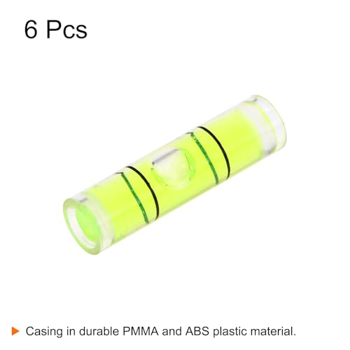 HARFINGTON 6pcs Small Cylindrical Bubble Level Vials 7x26mm PMMA Mini Horizontal Bubble Spirit Level Measuring Layout Tools for RV TV Picture Frame Hanging Tool Leveler - size: 7x26mm