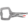 ARROW 11 Inch C-Clamp Locking Pliers with Swivel Pads, Through-Hole Adjustment, One-Handed Release Trigger, Heat-Treated Steel Welding Clamp for Woodworking and Metalworking - size: 11 inch