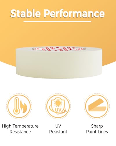 SWRT Masking Tape 1 Inch x 55 Yards – 4 Rolls (220 Yards Total), Strong Adhesive, Easy Tear, Clean Removal Painter’s Tape for Painting, Labeling, Crafts, Home & Office, White - size: 1 Inch x 55 Yards x 4 Rolls
