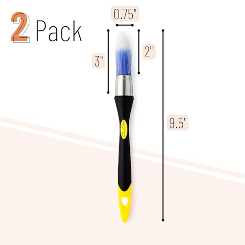 Bates- Trim Paint Brush, 0.75 Inch, 2 Pack, Ergonomic Non-Slip Handle, Synthetic Bristles, Trim Brushes for Painting, Yellow and Black - color: Yellow-black, size: 0.75 inch, 2 Pack