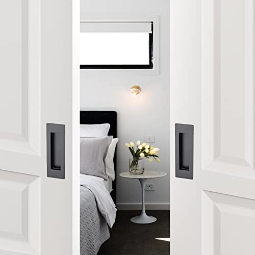 Ravinte 4 Pack Black Sliding Closet Door Handles, Flush Pulls 4.72in Length - color: Black, size: 120mm