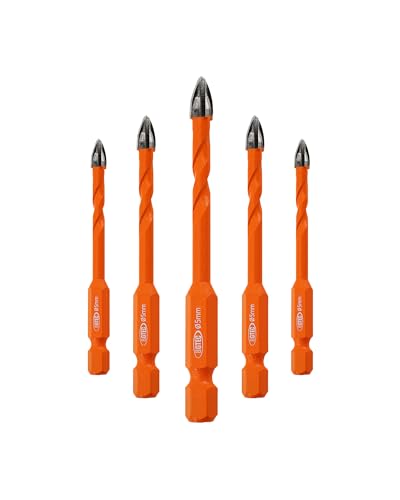 BGTEC Cemented Carbide Drill Bits Masonry Drill Bits, 5pcs Quick-fit Shank 5MM Cross Spiral Hard Alloy Drill Bit for Wood Plastic Masonry Ceramic Tile Concrete Marble - size: 5pcs 5mm