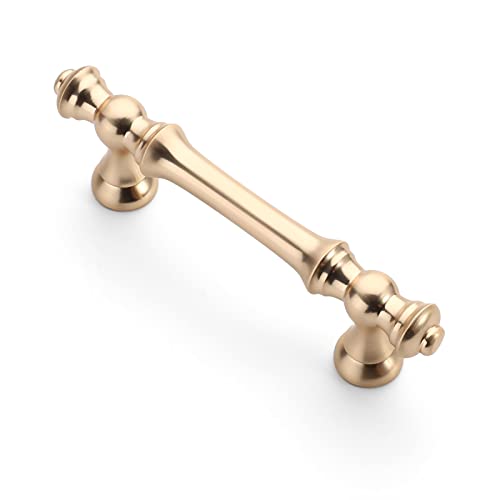 Asidrama 10 Pack 3 Inch(76mm) Brushed Brass Kitchen Cabinet Handles, Gold Cabinet Pulls Kitchen Cabinet Hardware for Cupboard Drawer Pulls - color: Brushed Brass, size: 3" Hole Center, style: 10 Pack