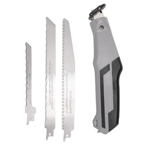 3-in-1 Multi Blades Hand Saw, Mini Reciprocating Saw Set Compact Drywall Hand Saw with Quick Release Blades Ergonomic Handle for Wood Metal Drywall Plastic