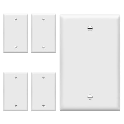 ENERLITES 5 Pack Mid-Size Blank Wall Plate Cover, No Device, 1-Gang, White - color: White, size: Mid-Size
