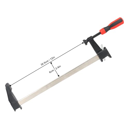 5 Pack 12 Inch Woodworking F Clamps, Bar Clamps with 2.5 Inch Throat Depth & Red Handle, 12 Inch F Clamp for Woodworking, Metalworking, 600 Lbs Capacity