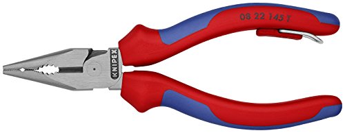 Knipex Tools 08 22 145 T BKA 5 3/4" Needle Nose Combo Pliers with Tether Attachment - Comfort Grip, - style: Tether Point and Comfort Grip Handles