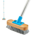 YONILL Stainless Steel Deck Scrub Brush with 60" Long Handle for Concrete - color: Blue