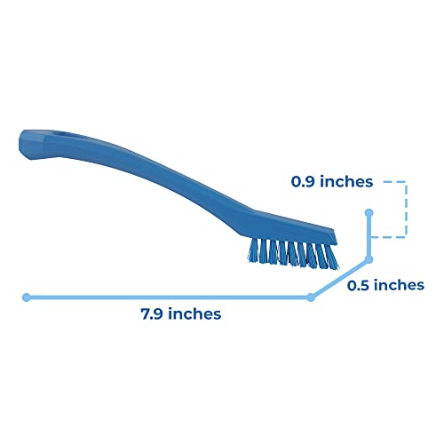 1/2 in W Detail Brush, Stiff, 5 1/2 in L Handle, 2 in L Brush, Blue, Plastic, 8 in L Overall - 1 Each - color: Blue