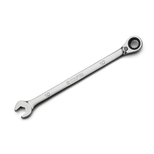 Capri Tools 10 mm 120-Tooth Ultra-Smooth Reversible Ratcheting Combination Wrench, XL Long Series, Metric, 12-Point - size: 10 mm