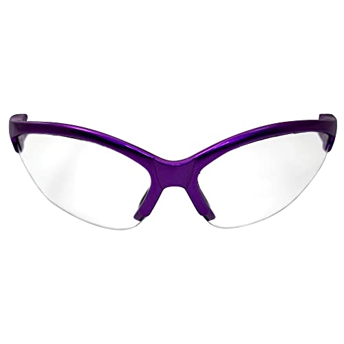 Global Vision Cougar Safety Glasses Nurses Dental Assistant Glasses Shooting Glasses for Women Men Clear Lens (Purple) - color: Purple