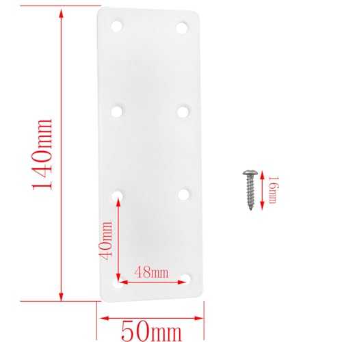 CHENJIN 4PCS 5.5x2 Inches White Stainless Steel Mending Plates Repair Reinforcement Metal Sheets Flat Heavy Duty Brackets for Wooden Beds Tables Chairs Drawers Fences and Cabinets