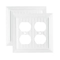 Pure White Classic Beadboard Wall Plates,Light Switch Covers,Electrical Outlet Covers, Switch Plates of Various Combination, Nature Bamboo Fiber Wall plate (2 Gang Duplex 2 Pack) - style: 2 Gang Duplex 2 Pack