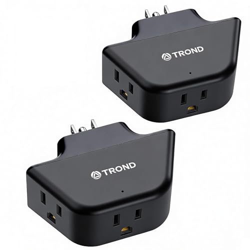TROND 360 Rotating Plug Outlet Extender for Bathroom Kitchen, 2 Pack - color: Black, size: 3AC-3 Prong (Rotating Plug), 2 Pack