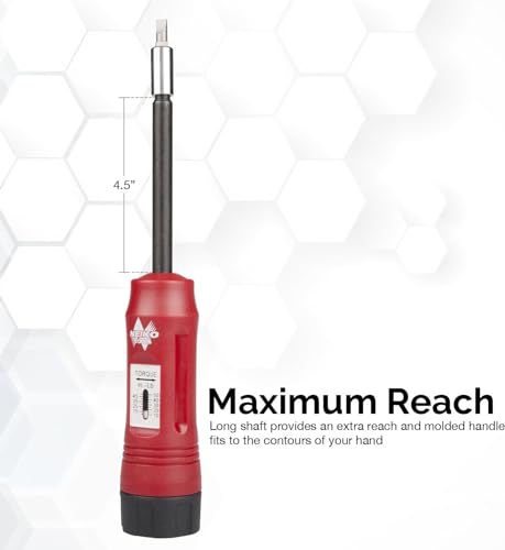 NEIKO 10573B 1/4” Torque Screwdriver Set, 20 Hex Bits, 10 to 50 In-Lbs, Long Shank Screwdriver Torque Wrench, Adjustable Inch-Pound Torque Screwdriver for HVAC and Gunsmiths - size: Long Torque
