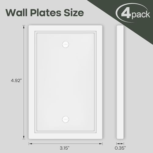 4 Pack Single Blank Outlet Cover Plate - Natural Bamboo Fiber Material - size: 1 Gang Single Blank