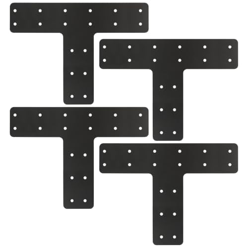 4 Pcs T Post Timber Brackets, 14" x 10" T Flat Mending Plate - style: 4 Pack T Shape(14×10)
