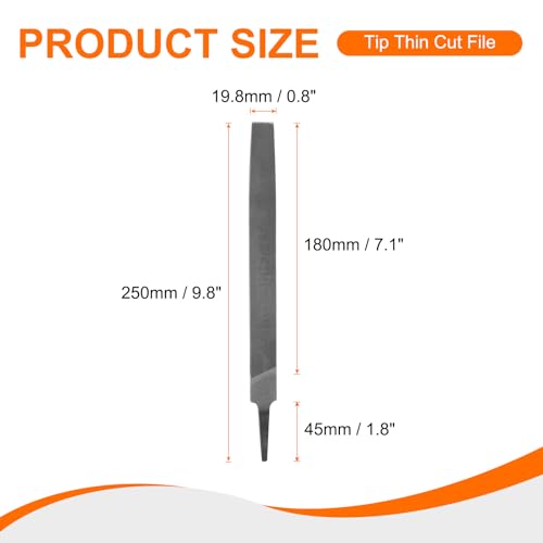 HARFINGTON Tip Thin Cut File 8" Double Cut Teeth High Carbon Steel Hand Rasp File without Handle for Metal Wood Deburring Removing - size: 8", style: Thin