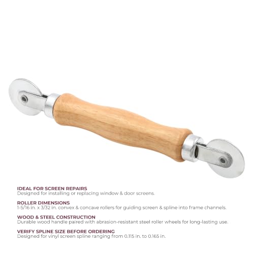 PRIME-LINE Screen Rolling Tool, Spline Roller, Wood Handle & Steel Wheels - size: 3-3/2 in. x 3/32 n.