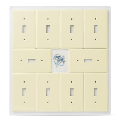 Bates- Light Switch Plates, 10 Pack, Light Almond, Light Switch Cover Plate, Single Switch Plate Cover - color: Light Almond, size: 10 Pack, Standard-Size
