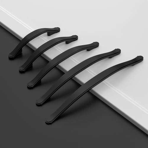 Amerdeco 10 Pack Matte Black Cabinet Pulls 5 Inch(128mm) Hole Center Drawer Pulls Cabinet Hardware Kitchen Cabinet Handles for Bathroom Dresser Pulls ZH0068 - color: Matte Black, size: 5"/128MM Hole Center