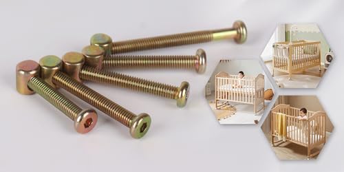 Baby Bed Frame Bolts, Crib Screws Hardware ReplacementKit M6x20/40/60/80mm Hex Drive Socket Cap Screws Barrel Nuts Wooden Dowel Kit for Beds Chairs Furniture et (Bronze 16set) - size: Bronze 16set