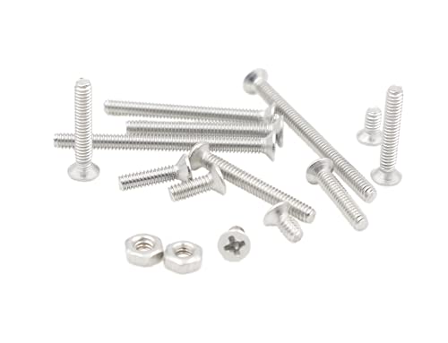 260PCS Metric M2 Stainless Steel Phillips Flat Head Machine Screws Hex Nuts Assortment Kit - size: M2