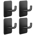 Adhesive Hooks for Bathrooms, 4 Piece Towel Hooks for Hanging Hat Robe Coat, Stick on Hooks for Kitchens, Strong Self-Adhesive No Damage Waterproof Stainless Steel Sticky Hook (Black) - color: Square-A-Black