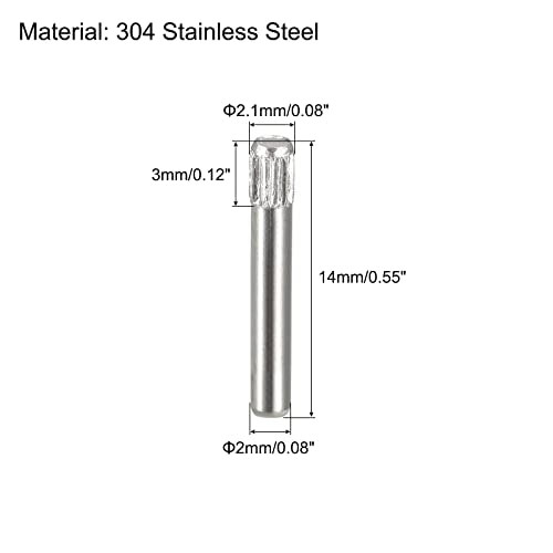 uxcell 2x14mm 304 Stainless Steel Dowel Pins, 50Pcs Knurled Head Flat Chamfered End Dowel Pin, Wood Bunk Bed Shelf Pegs Support Shelves Fasten Elements - size: 2x14mm