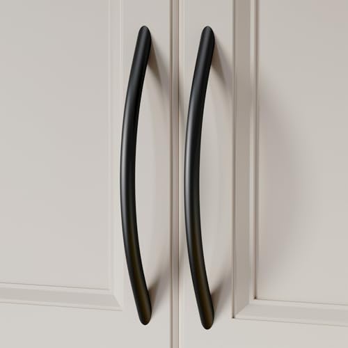 homdiy Solid Black Cabinet Pulls, 5 Inch Arched Drawer Handles, 10 Pack Kitchen Cabinet Hardware, Screws Included for Cupboard Closet Furniture Upgrade - color: Matte Black, size: 5 Inch Hole Centers
