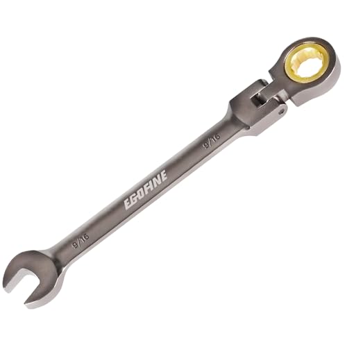 Egofine 9/16 Ratchet Wrench Flex Head, 9/16 Wrench Ratcheting Combination Wrenches SAE, Industrial Grade Gear Spanner with 12 Point Box End, 72-Teeth Ratchet Nickel Plating, Chrome Vanadium Steel - size: 9/16inch