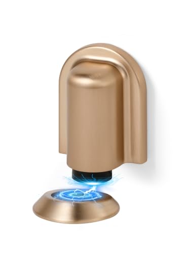 2 Pack Champagne Bronze Door Stopper Magnetic Door Cathc Matte Black Floor Mounted Door Stop Keep Door Open with Screws and Adhesive No Drilling - color: Champagne Bronze