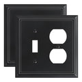 2-Pack Natural Bamboo Fiber Combo Toggle/Duplex Light Switch Cover Plate - color: Matte Black, size: 1 Toggle/1 Duplex 2PK