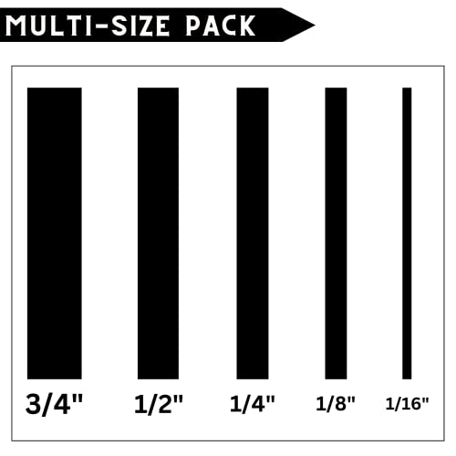 5 Rolls Pinstripe Tape - Masking Tape 1/16", 1/8", 1/4", 1/2", 3/4" - Thin Painters Masking Automotive Tape for DIY, Car, Auto, Paint, Art, Tumblers (Black) - color: Black