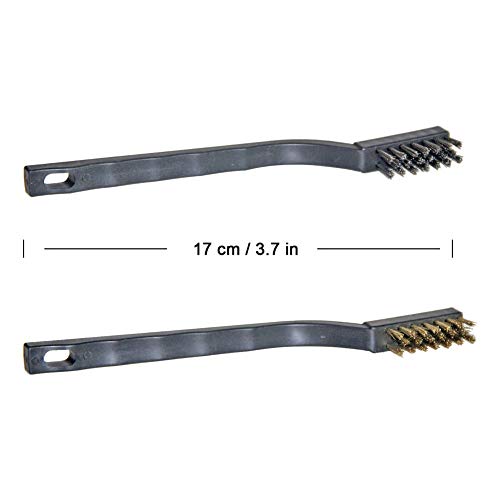 YiwerDer 12PCS Mini Wire Brushes, Stainless Steel & Brass Brush Set, Curved Handle Scratch Brush for Automotive, Cleaning Welding Slag and Rust - style: 12Pcs Wire Brushes Set