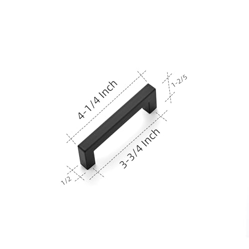 Ravinte Matte Black Cabinet Handles Square Pulls 3-3/4 Inch 10 Pack - size: 4-1/4 Inch (3-3/4 Inch Hole Center)