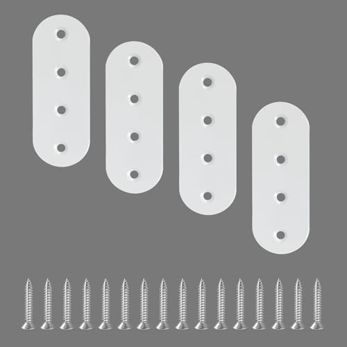 Alise 4 Pcs White Flat Mending Plates for Wood Furniture,100x38mm - color: White Finish, size: 100mmX38mm