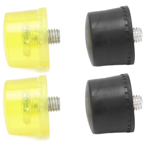 Replacement Mallet Head Tips Rubber Hammer 4 Pcs Yellow Black Plastic Set (Φ40mm)