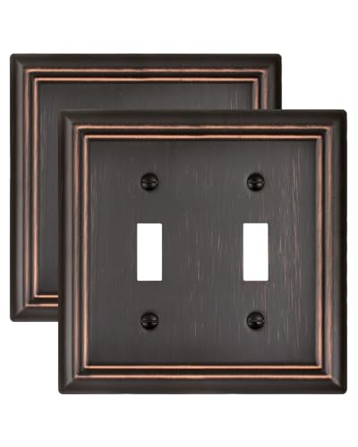 Switch Plates Outlet Covers, 2-Pack Metal Wall Plates, Aged Bronze - color: Aged Bronze, size: 2 Toggle 2PK