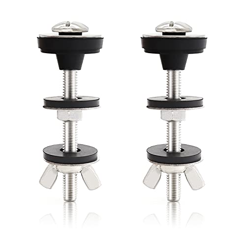 Universal Toilet Tank to Bowl Bolts Kit, Heavy Duty Toilet Bolts, Waterproof Stainless and Rubber Washers Gaskets with Extra Long Nut Screw for Fastening (Silver) (2, Short) - size: Short