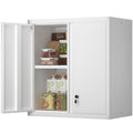 Metal Wall Cabinet, Steel Locking Cabinet for Office, Home Office Cabinets with Doors and Shelves, Garage Cabinets for Utility Room, Laundry Room - color: 28"h - White