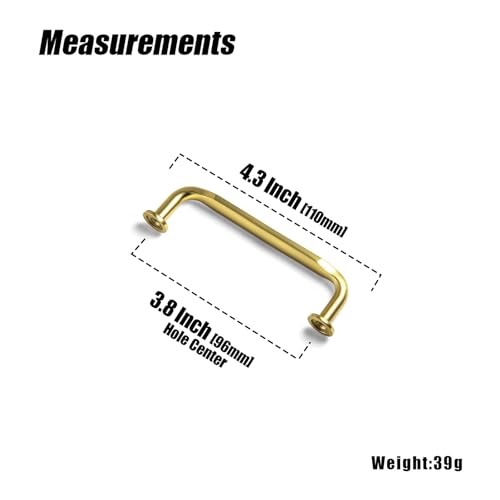 12 Pack Brushed Gold Zinc Alloy Cabinet Handles - 3.8''(96mm) Hole Center Cabinet Pull Hardware for Bedroom, Kitchen L101 - color: Brushed Gold, size: 3.8'' Hole Center