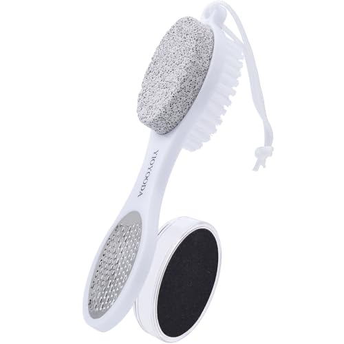 Foot Scrubber Brush with Pumice Stone for Feet Callus Remover Pedicure Tool - color: White