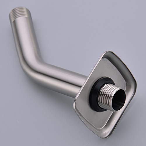 TRUSTMI Angled Shower Arm with Flange 6 Inch Stainless Steel Stream Shower Head Replacement Pipe Wall Mounted Extension Arm, Brushed Nickel - color: Brushed Nickel